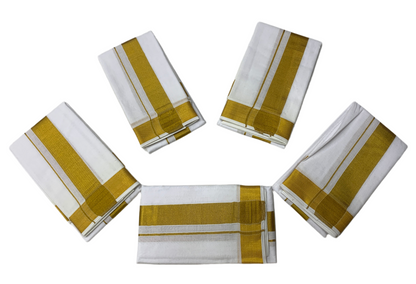 Cotton Pooja Towel White  with Big Zari Border - Pack of 5