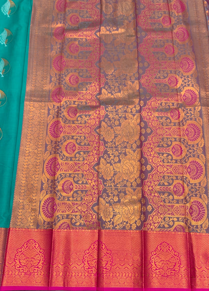 Soft Silk Casual Saree Sapphire Colour with Pink Colour Border