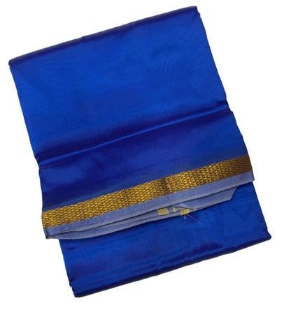 Art silk Dhoti 8 Mulam Blue Colour Small Zari Border