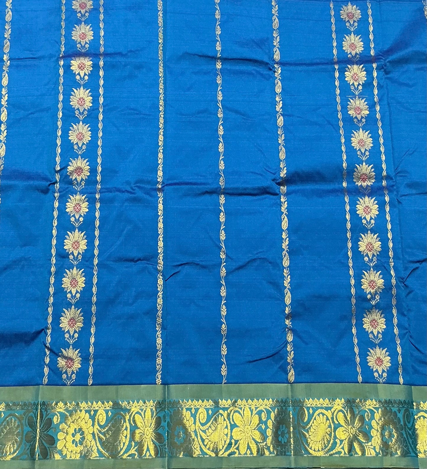 Sky Blue Shade Semi Silk Kids Pattu Pavadai with Contrast border for Age 2 to 5 Years
