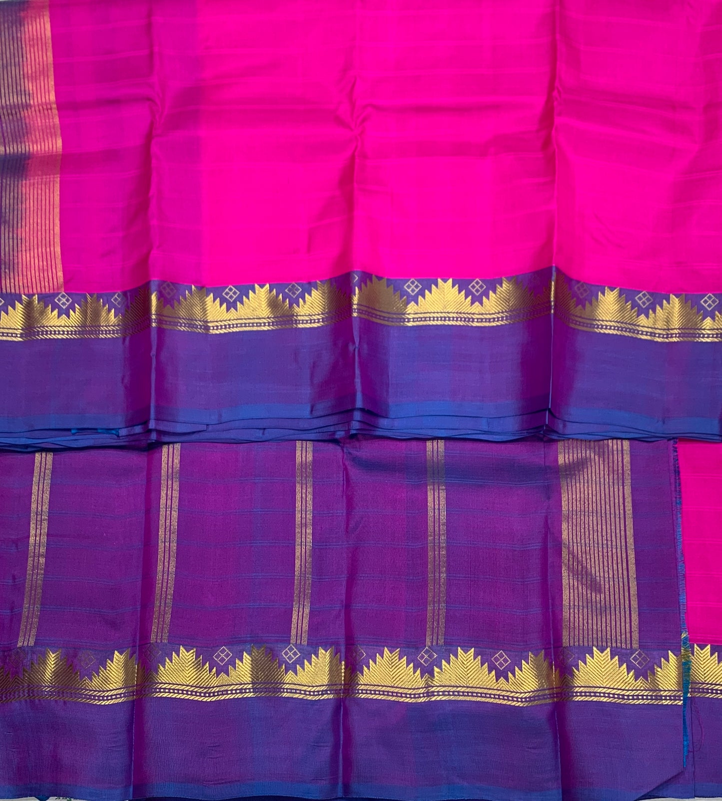 Pure Kanchipuram Silk Saree Pink shade with Purple Border