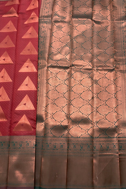 Art Silk Saree Maroon Colour with Green Border