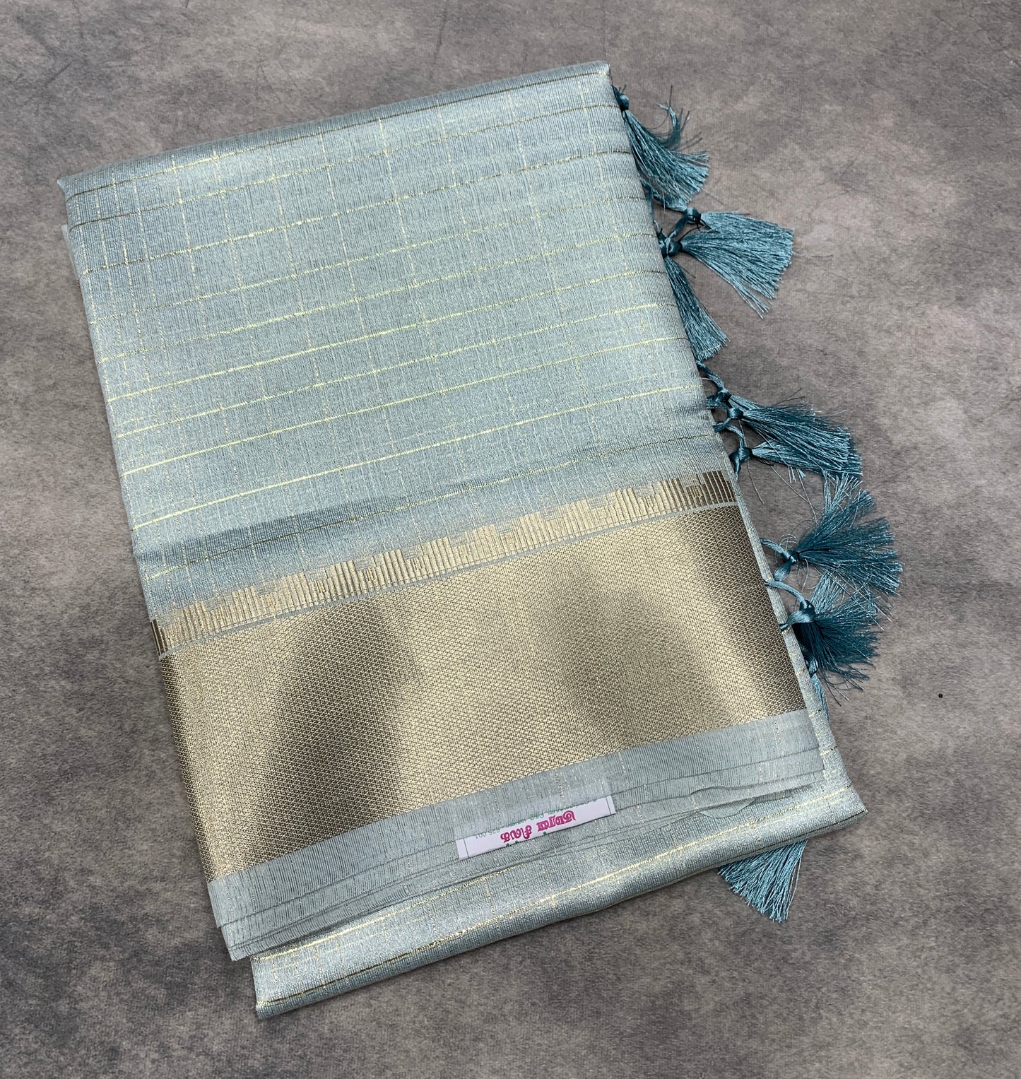 Banaras Katan Saree Light Sky Blue Colour with Katan Work Border