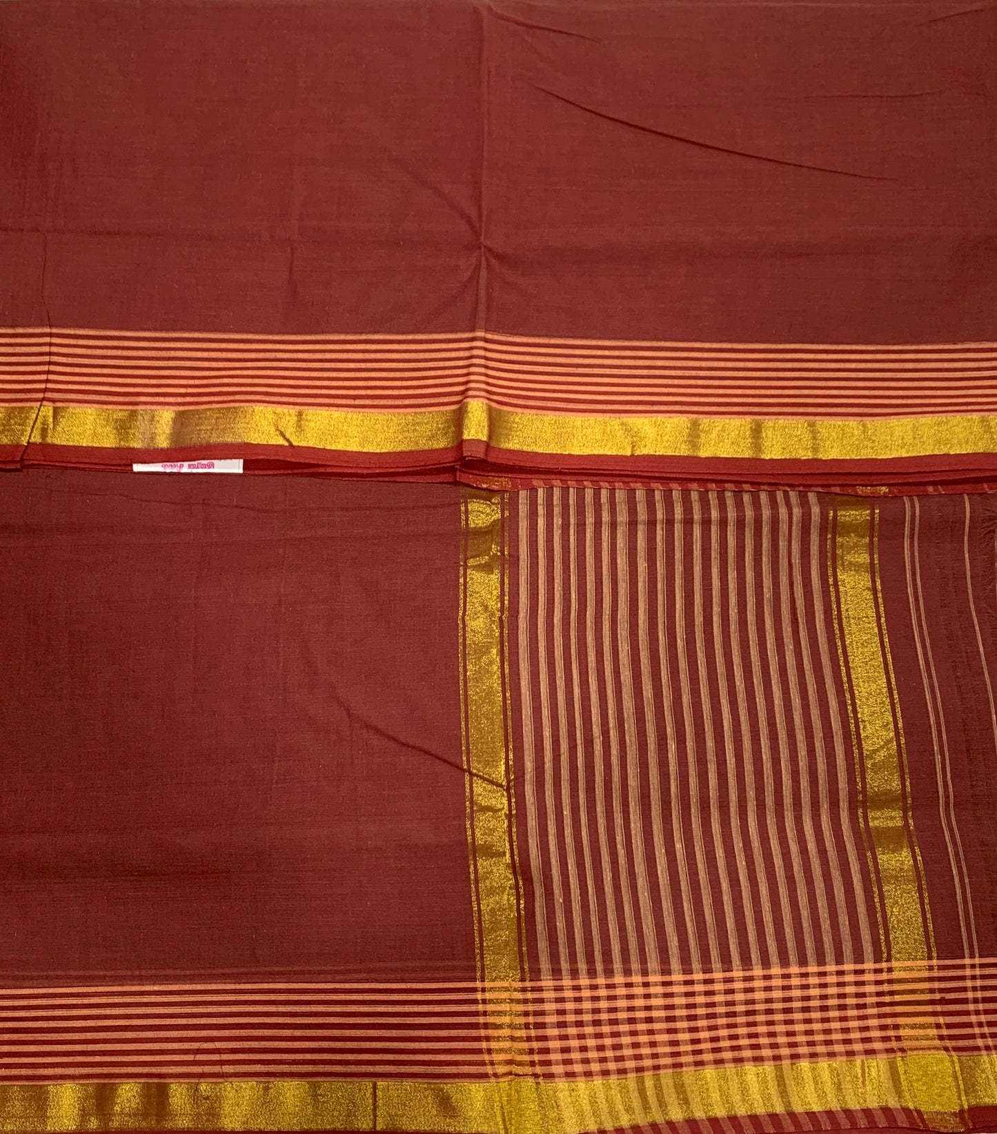 Chettinad Cotton Saree Brown with Zari Border