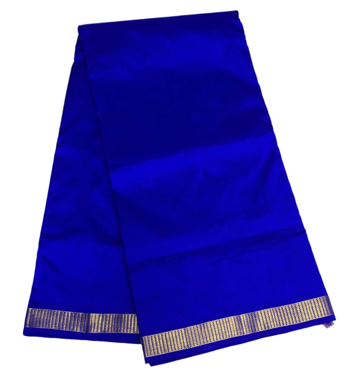 9 yards Pure Kanchipuram Silk Saree Ms Blue Colour with Golden Zari Border