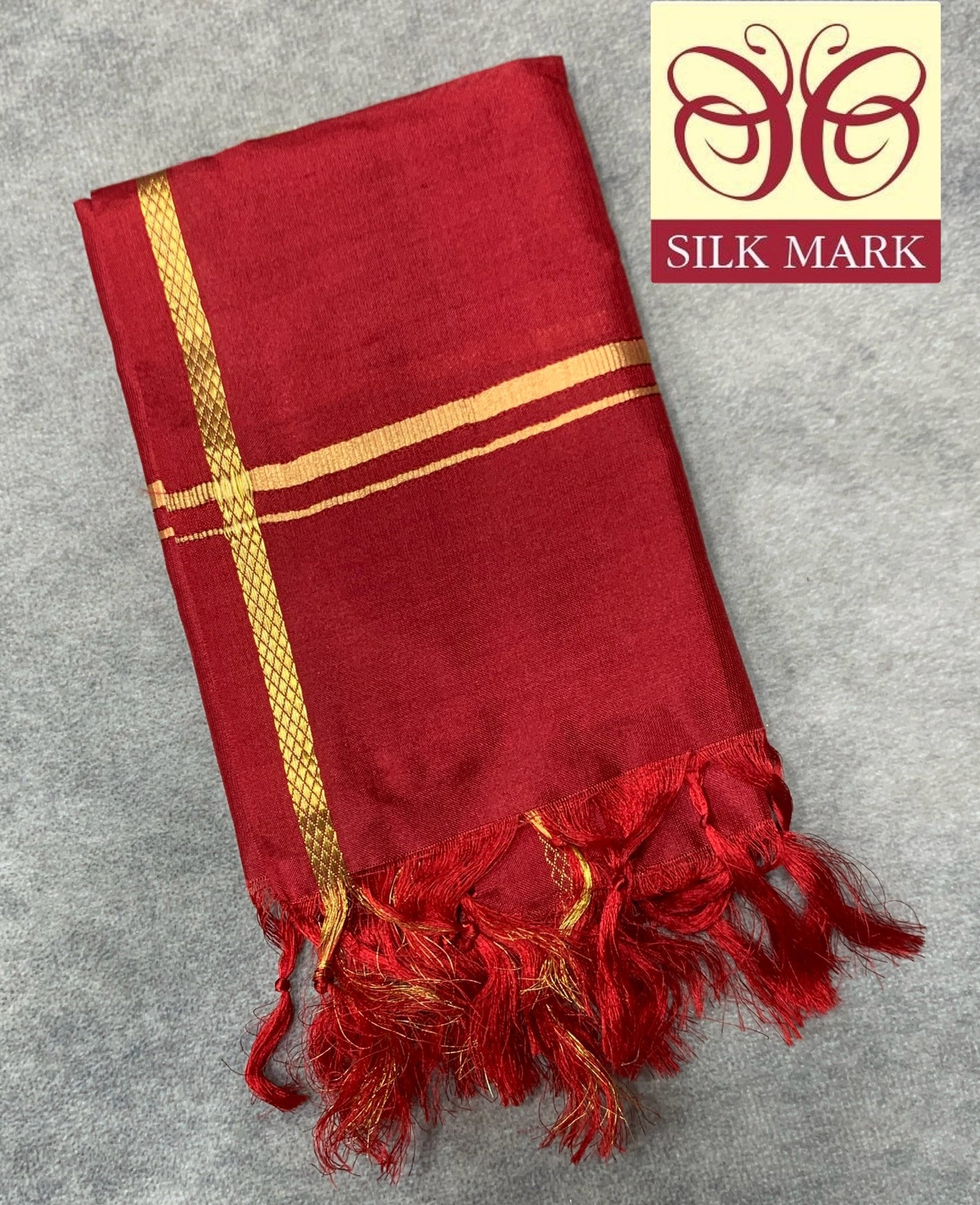 2 Mulam Silk Pooja Towel Maroon Colour