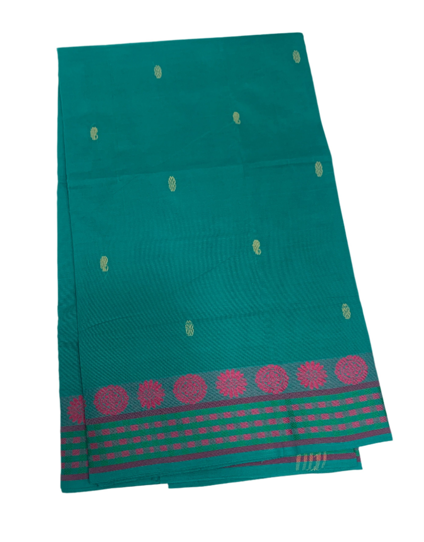 Chettinad Cotton Saree Rama Green Shade with Green Border