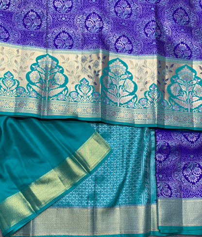 Blue Colour Soft Kanchi Tissue Pattu Saree with Large Sapphire Border