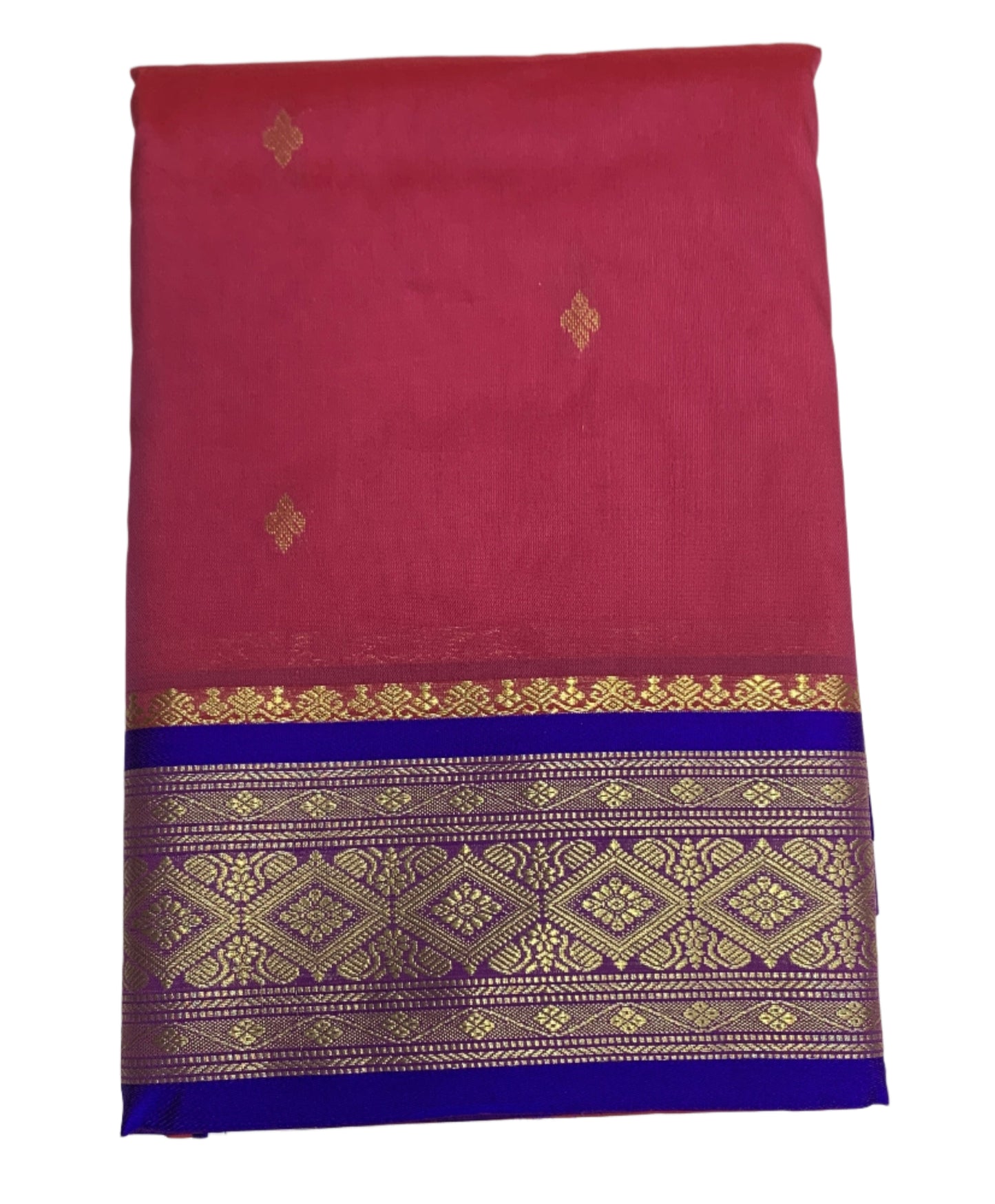 Pink Shade Saree with Golden and Blue Border