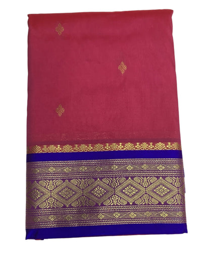 Pink Shade Saree with Golden and Blue Border