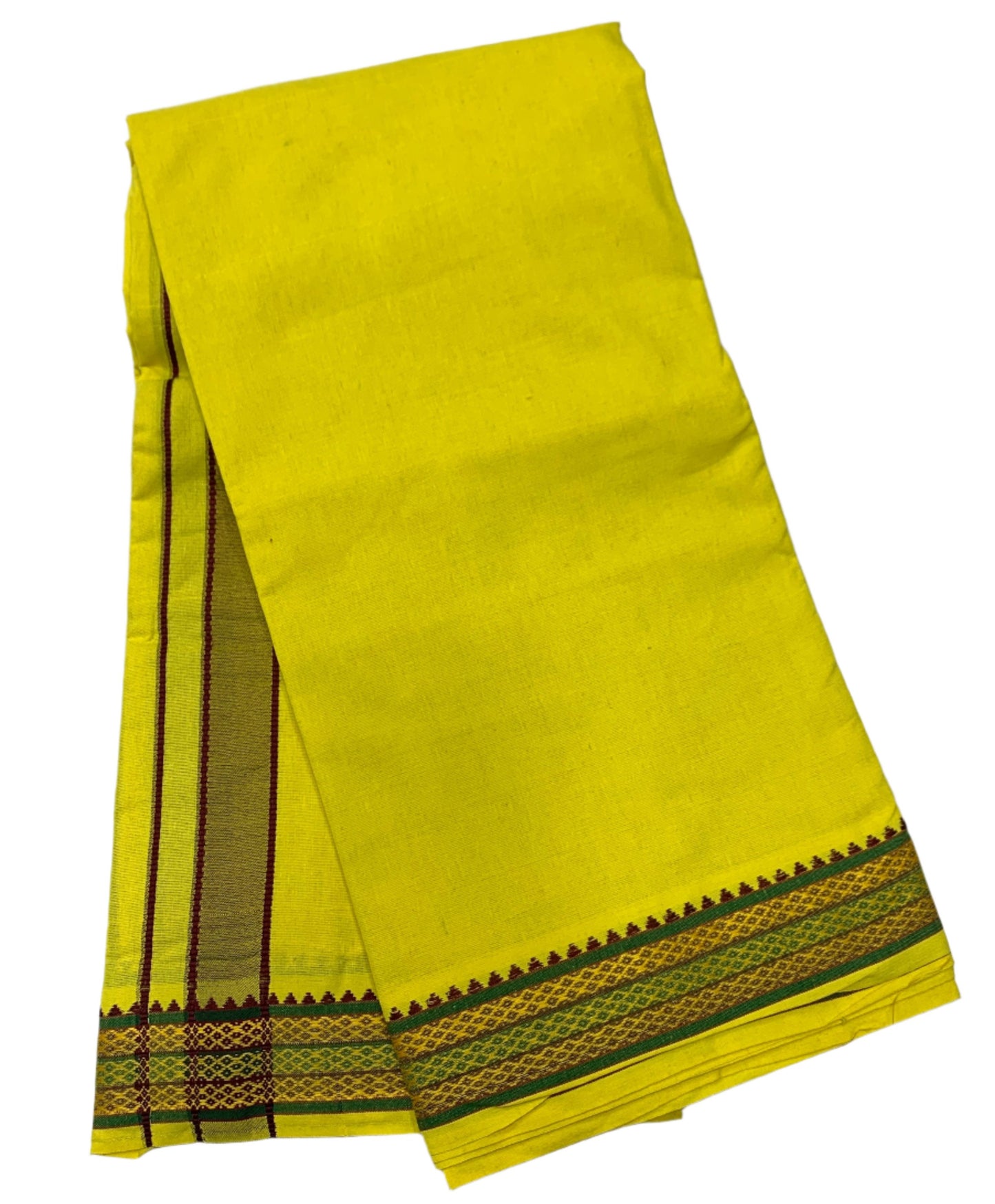 9X5 Cotton Yellow with Maroon & Green Border