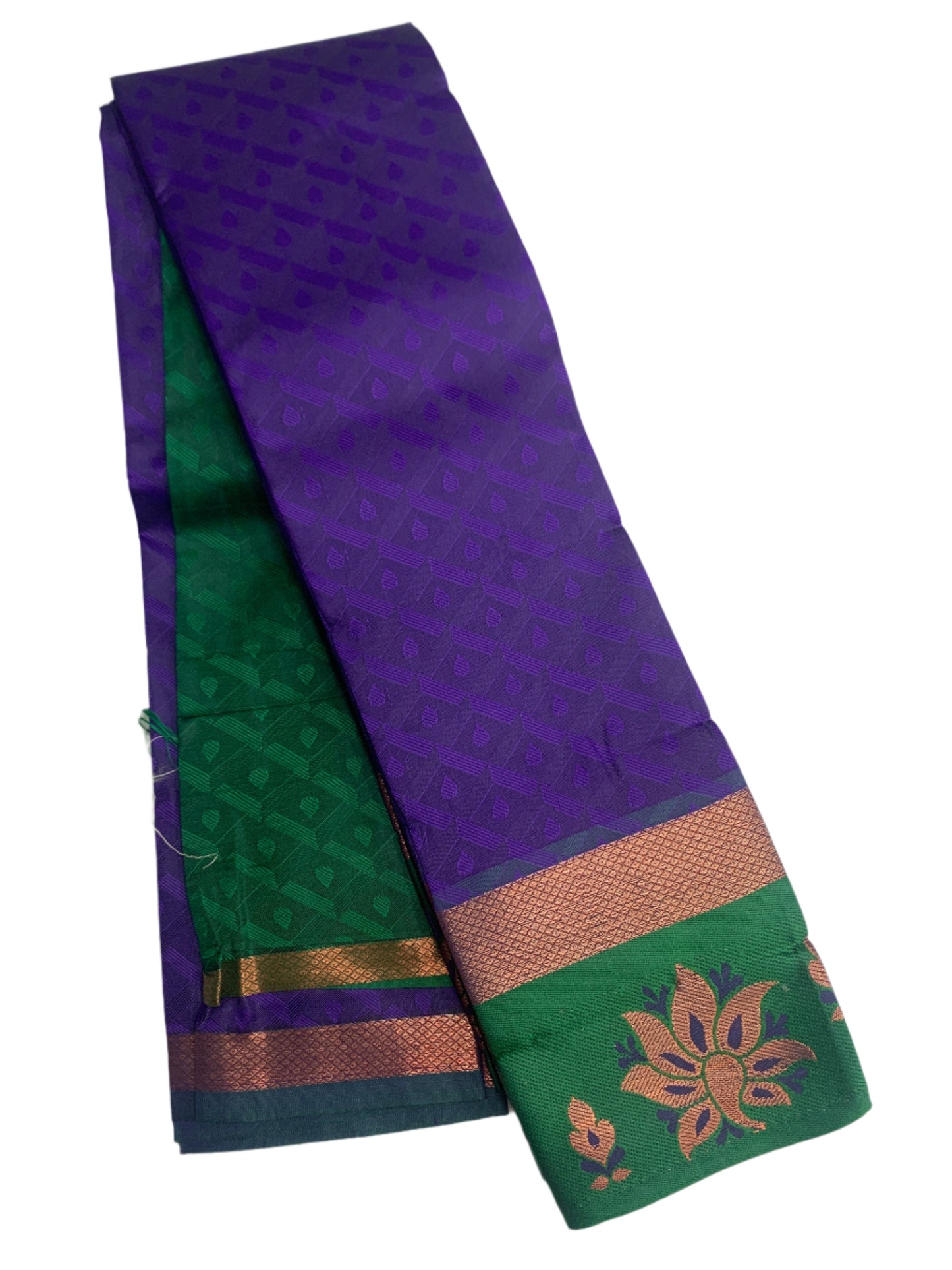 Synthetic Cotton Saree Violet Shade with Green Border