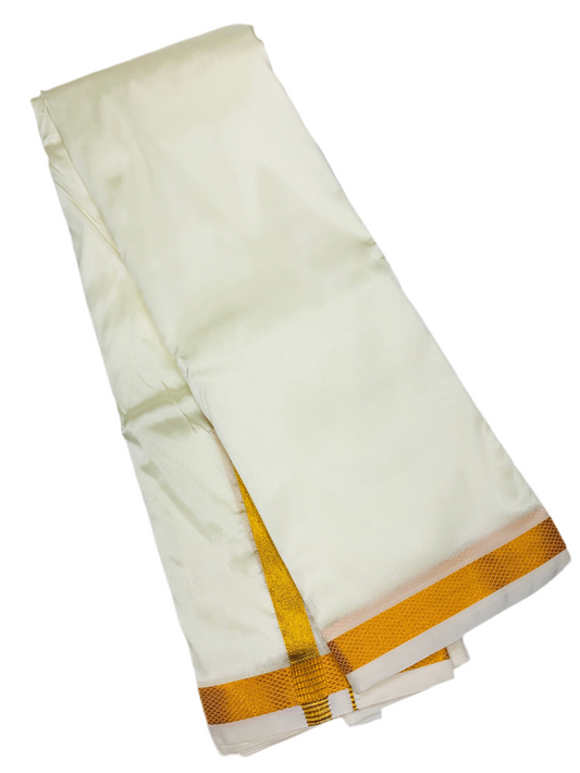 Art Silk Dhoti 8X4 Cream Colour