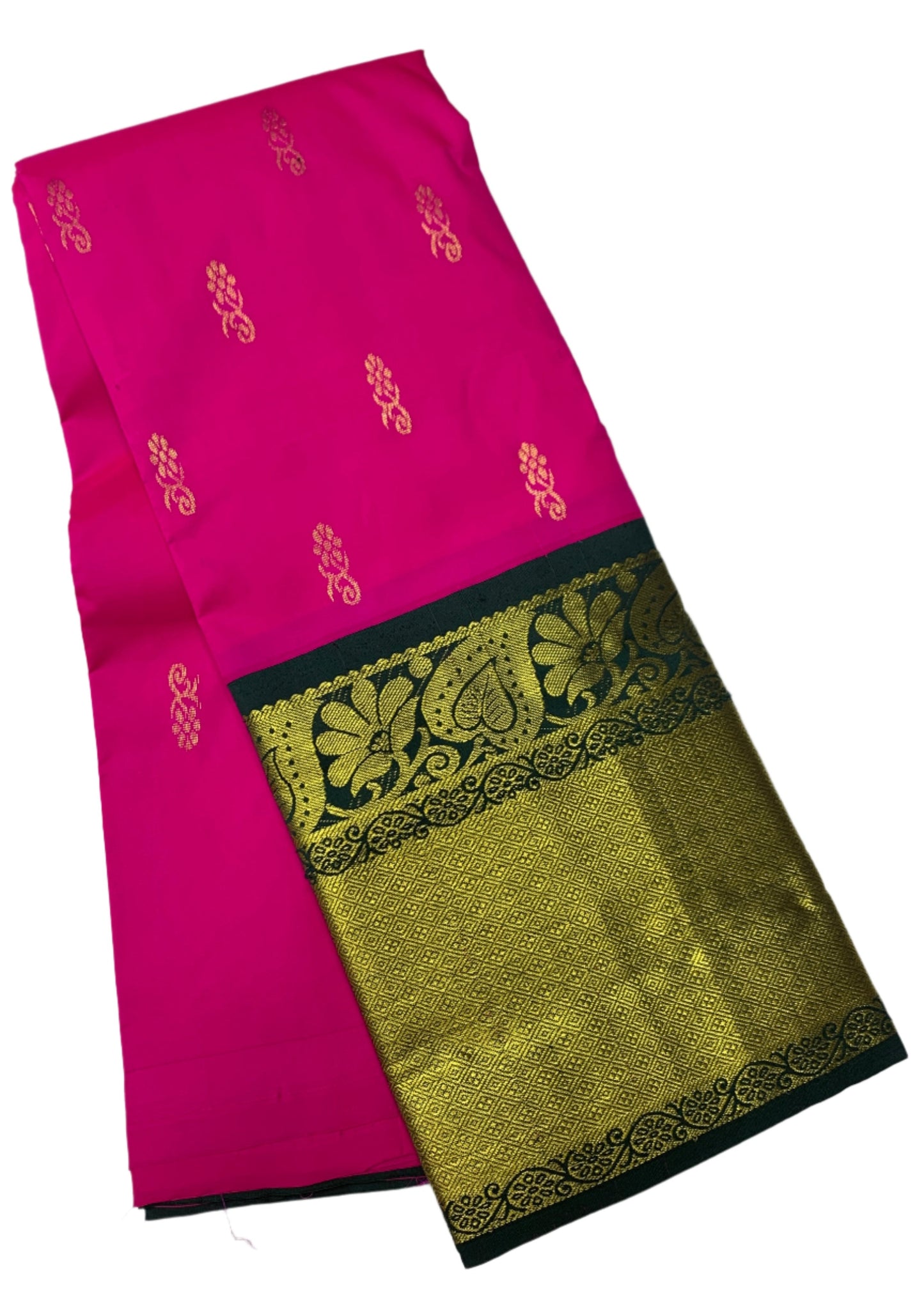 Pure Kanchipuram Silk Pink Colour with Green Border