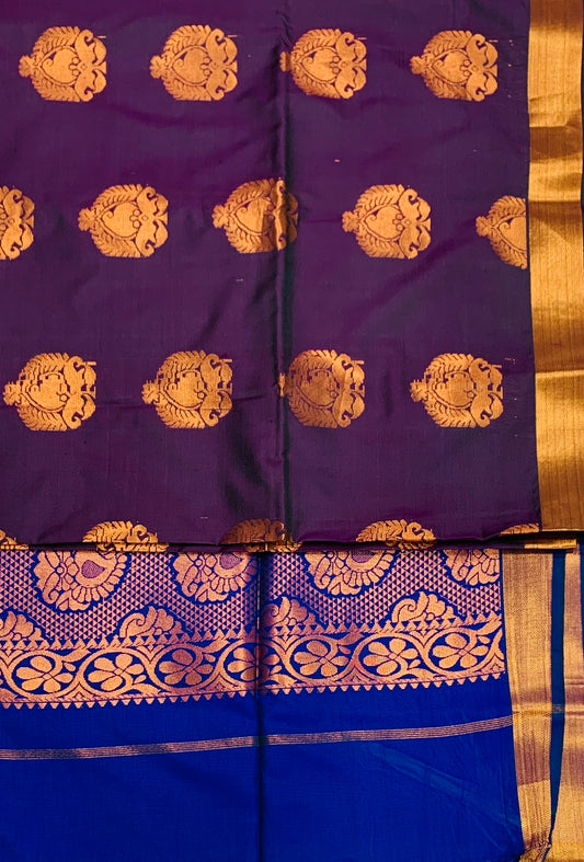 Soft Vegan Silk Saree Dark Purple shade