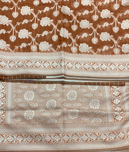 Banaras Katan Saree Brown Colour with Katan Work Border