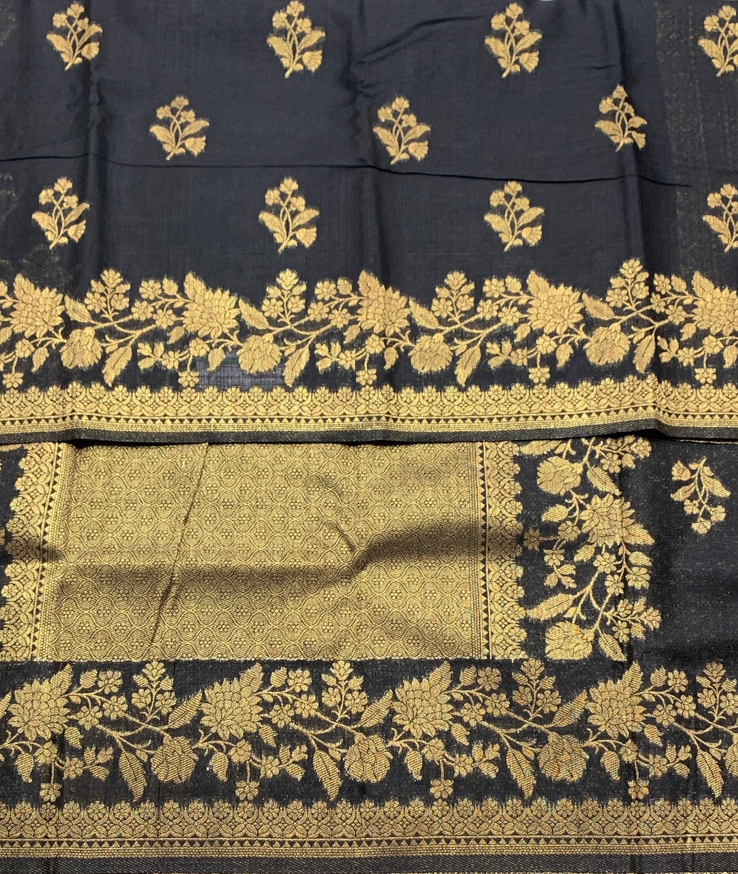 Kora Silk Saree Block Colour with Flower Design Border
