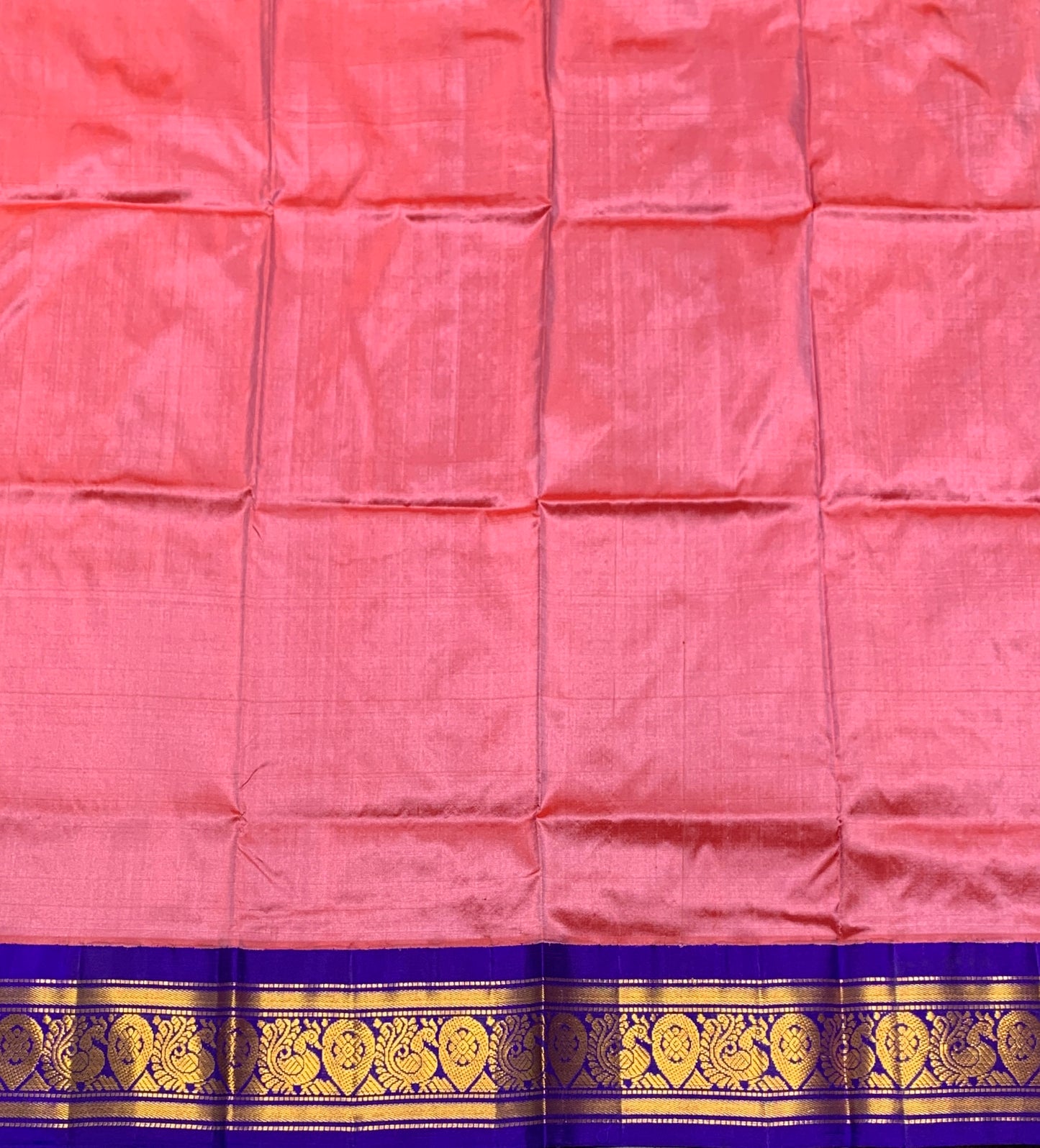 Pink Shade Pure Kanchipuram Kids Pattu Pavadai with Contrast Border for age 2 to 5