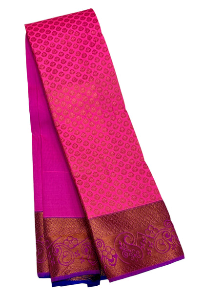 Vegan Silk Saree Baby Pink shade with Copper Border