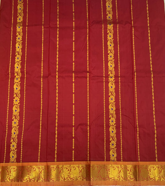 Brown shade Semi silk Kids Pattu Pavadai with Contrast border for age 5 to 10