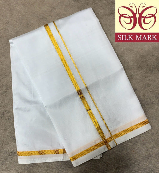 2 Mulam Silk Pooja Towel White Colour