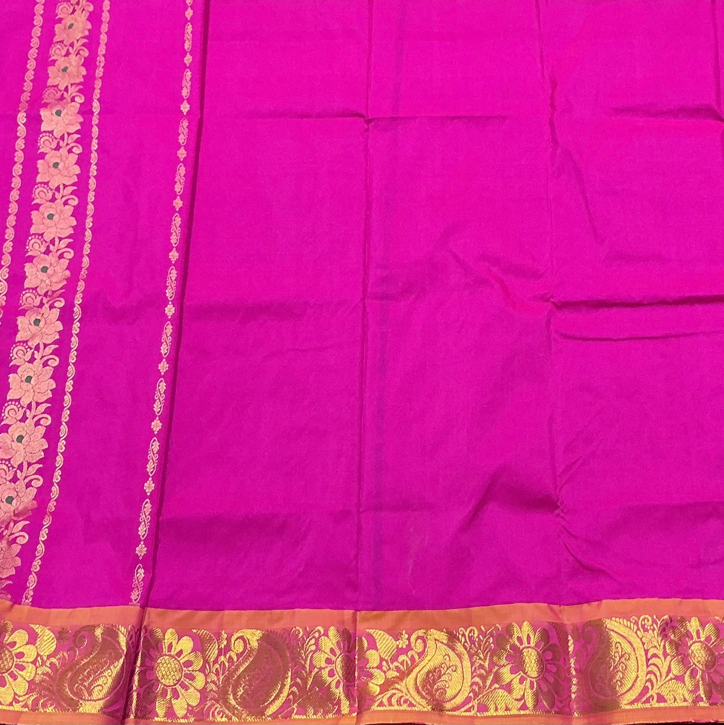 Pink Shade Semi Silk Kids Pattu Pavadai with Contrast border for Age 2 to 5 Years