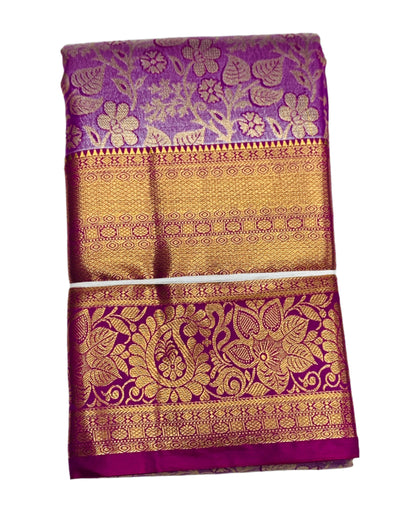 Lavender Colour Soft Kanchi Tissue Pattu Saree with Purple Border