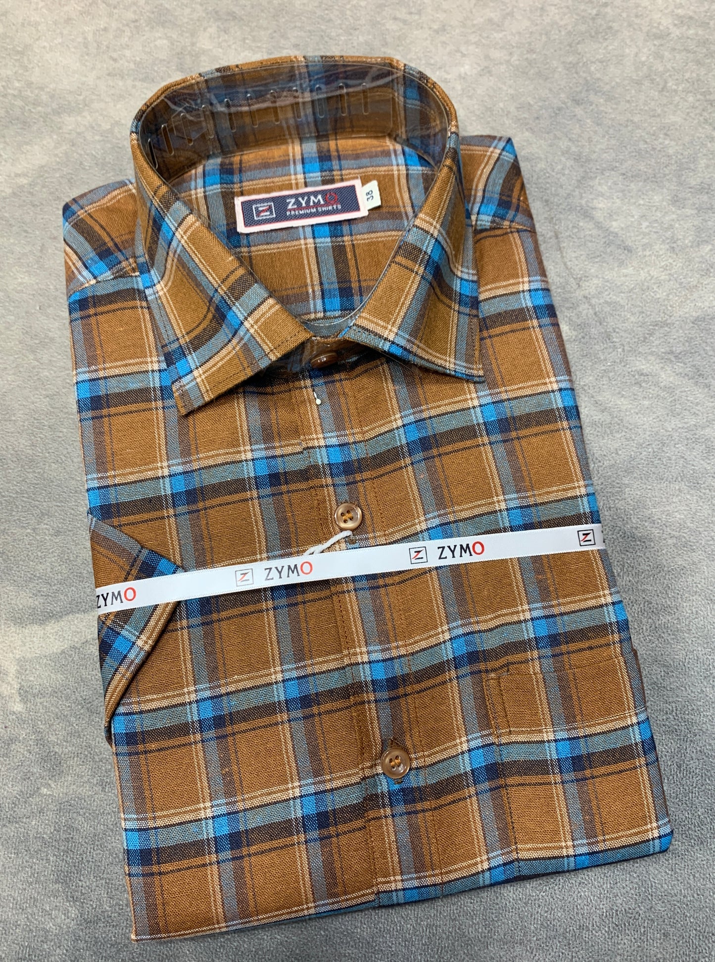 Half Sleeve Brown Colour Shirt with Checked Pattern