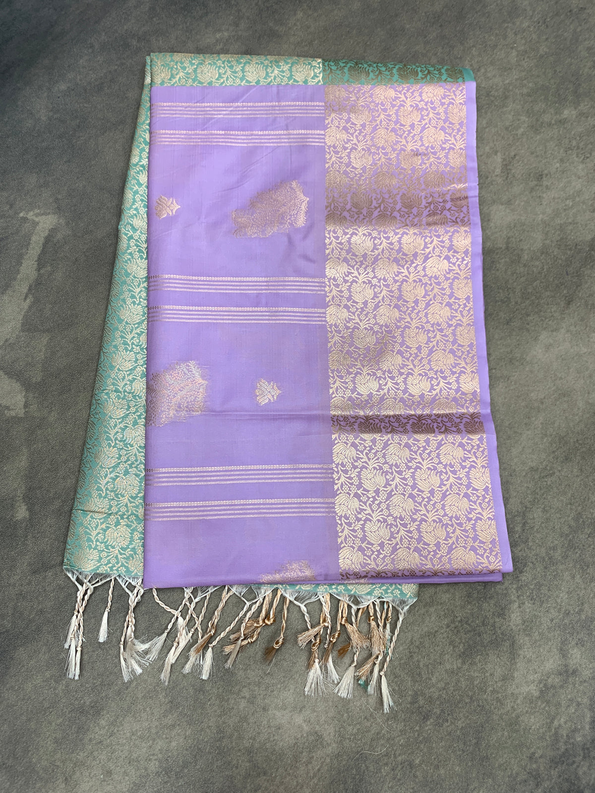 Art Silk Saree Lavender Colour with Sliver Zari Border