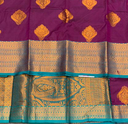 Soft Silk Casual Saree Beetroot Pink Colour with Rama Green and Golden Colour Border