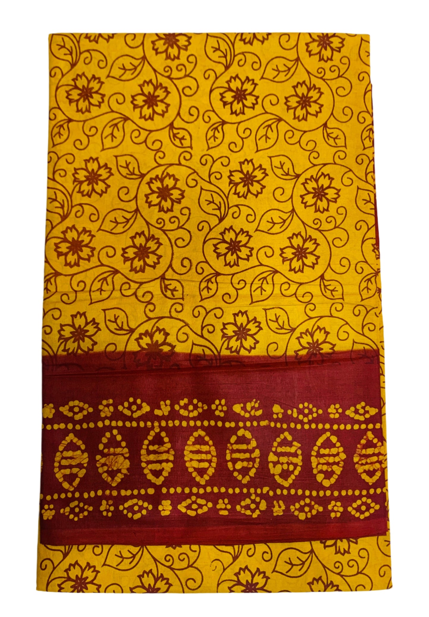 MulMul Cotton Mustard Colour with Maroon Border