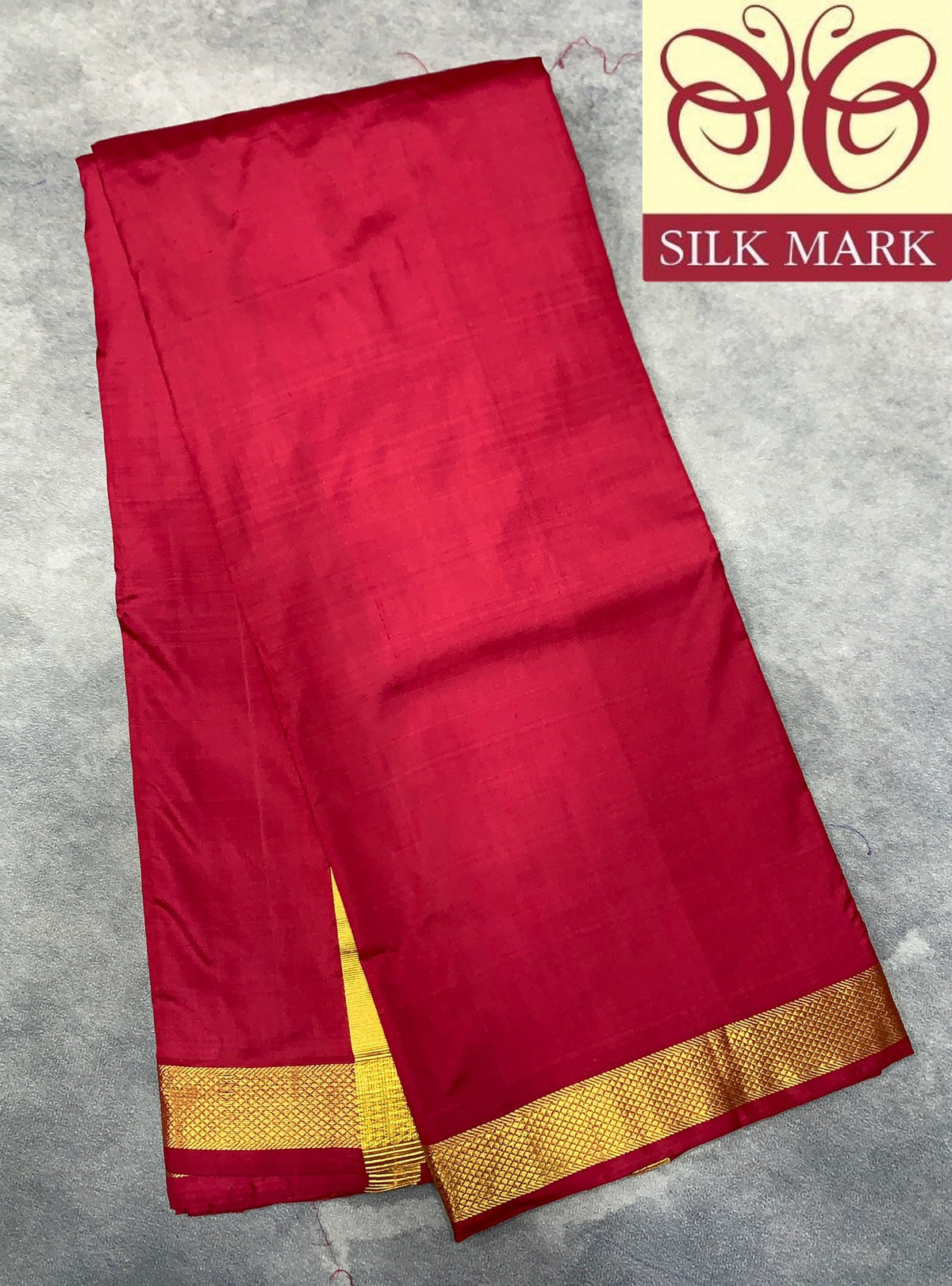 9X5 Pure Silk Dhoti Maroon with Small Golden Zari Border