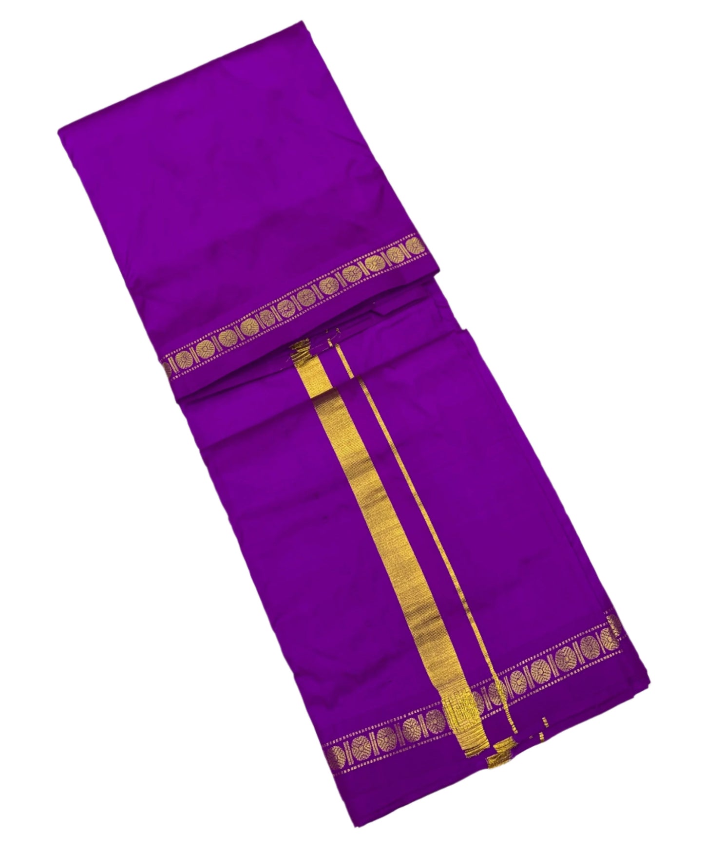 9X5 Pure Silk Dhoti Magenta Small Border