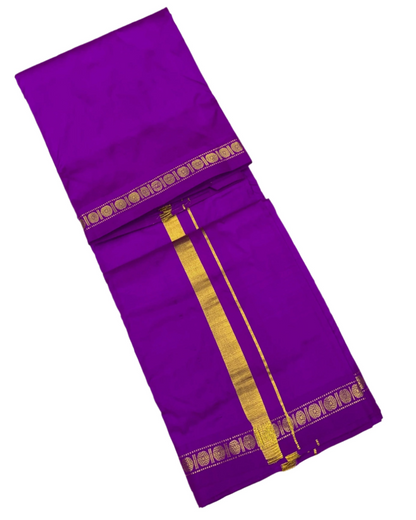 9X5 Pure Silk Dhoti Magenta Small Border