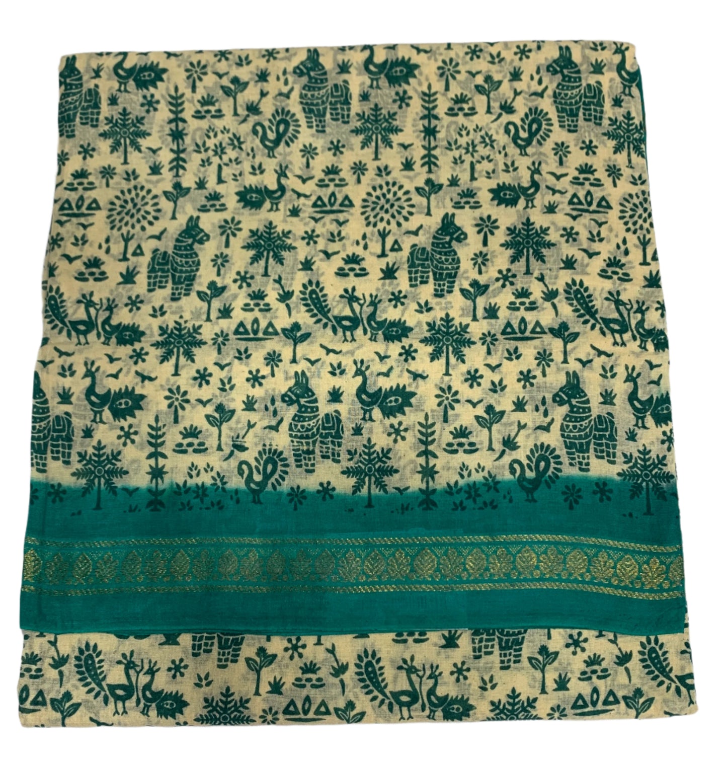 Chettinad Sungudi Cotton Tussar Colour with Sapphire Border