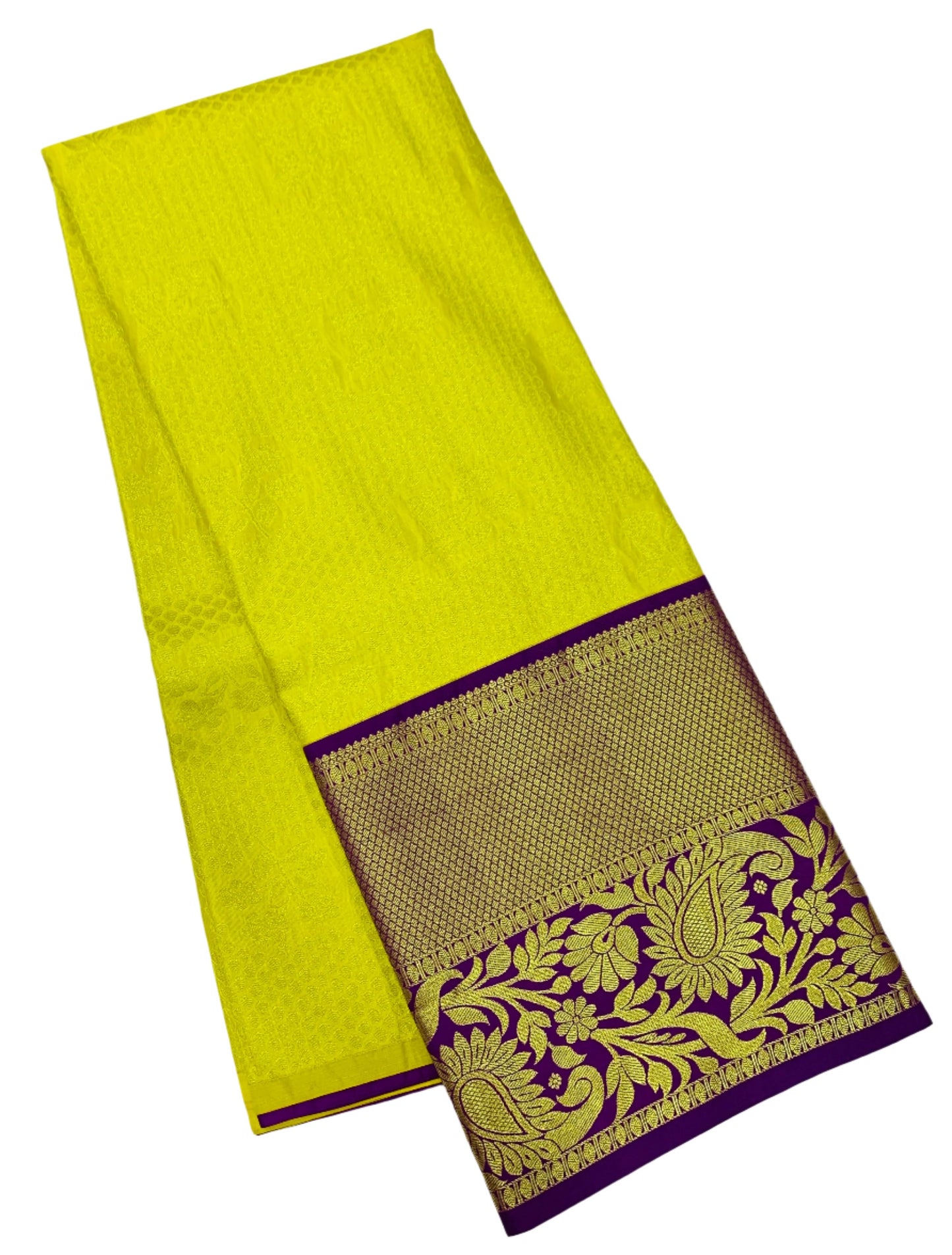 Lemon Yellow shade Vegan Silk Kids Pattu Pavadai with Contrast border for age above 10 years