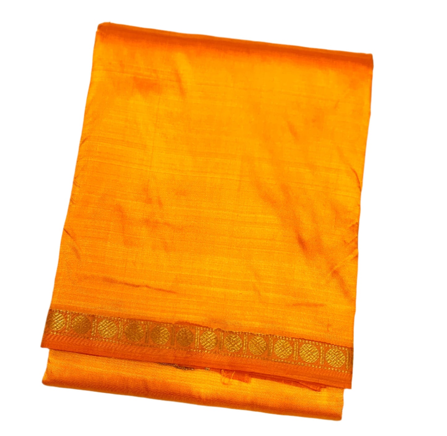 9X5 Pure Silk Dhoti Mango Yellow Small Border