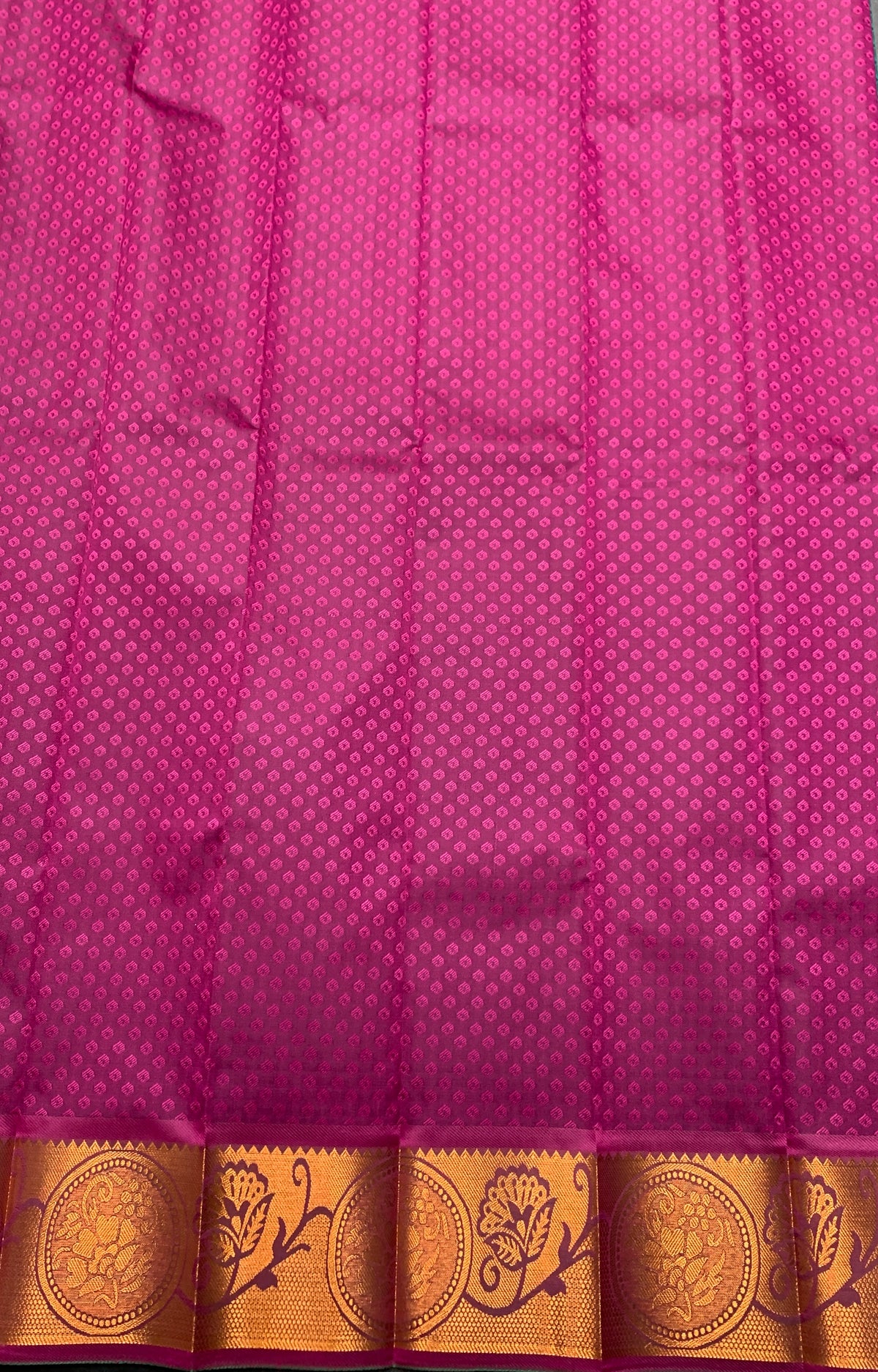 Synthetic Cotton Saree Magenta Colour with Copper Border