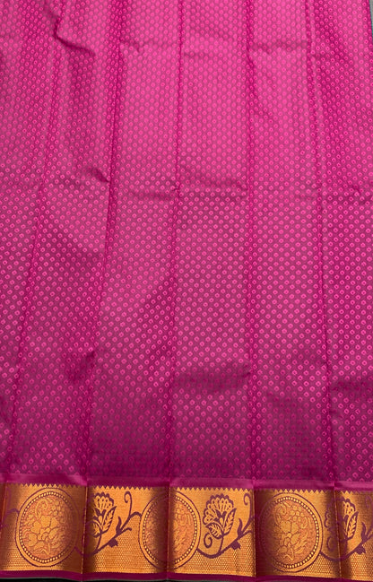 Synthetic Cotton Saree Magenta Colour with Copper Border