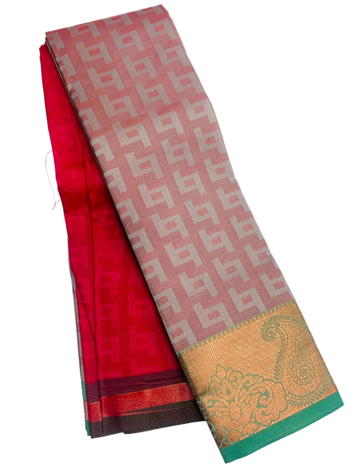 Synthetic Cotton Saree Biscuit Shade with Golden Zari Border