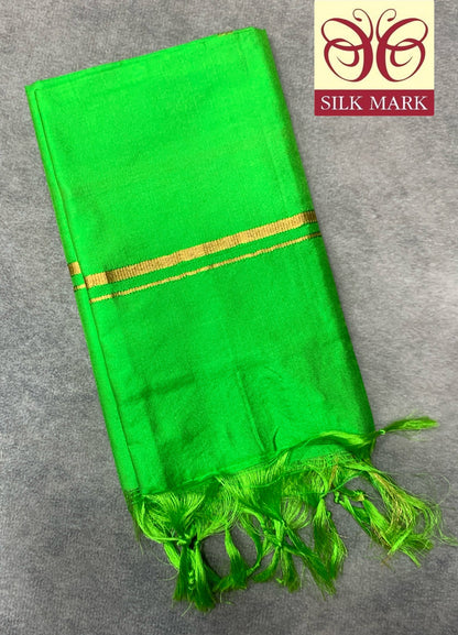3 Mulam Silk Pooja Towel Light Green Colour