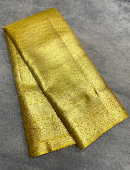 Fancy Tissue Saree Golden Colour with Self Colour Border