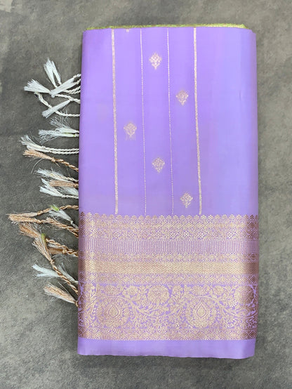 Art Silk Saree Lavender Colour with Sliver Zari Border