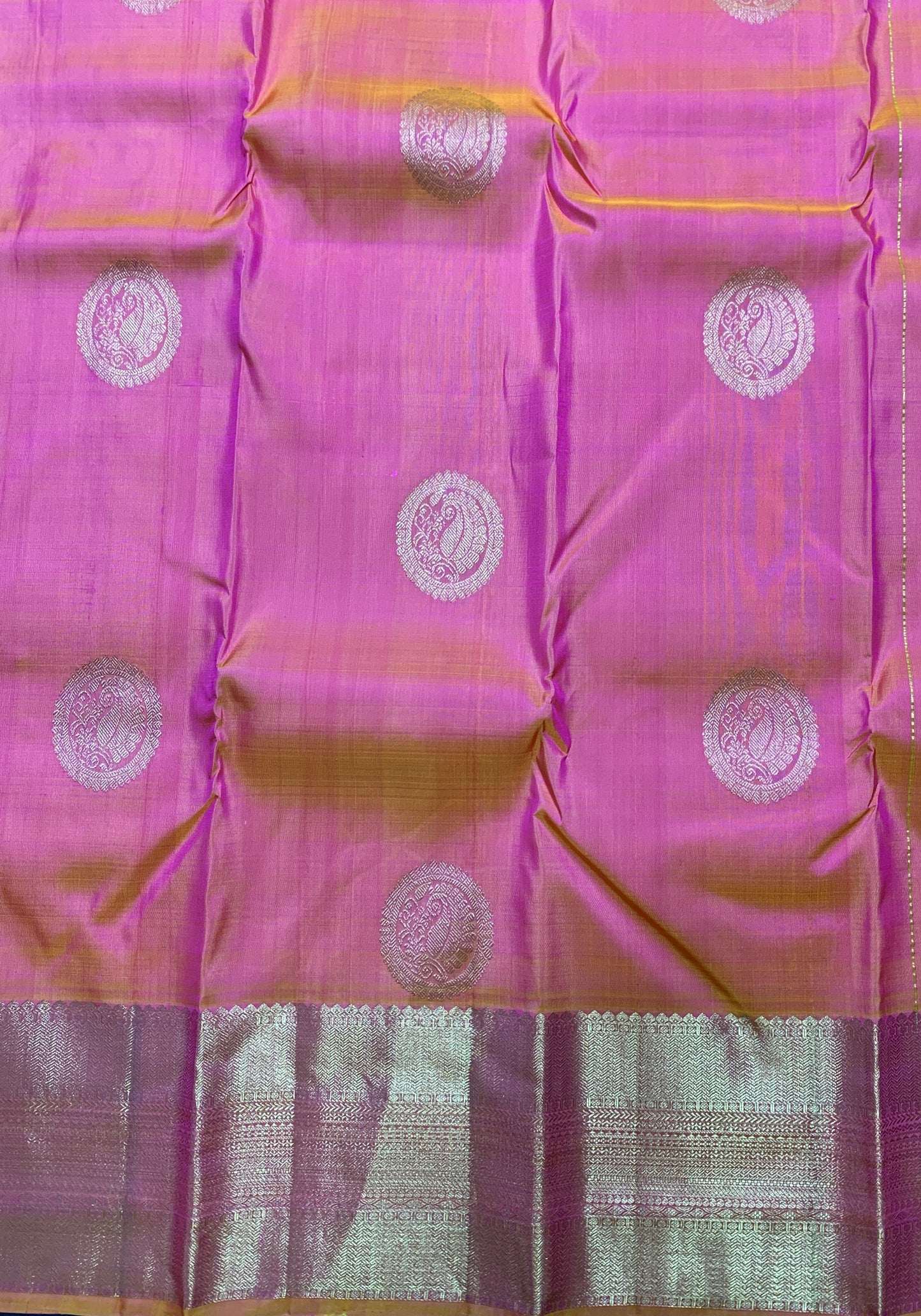 Pure Kanchipuram Silk Saree Baby Pink Colour Shade with Self Border