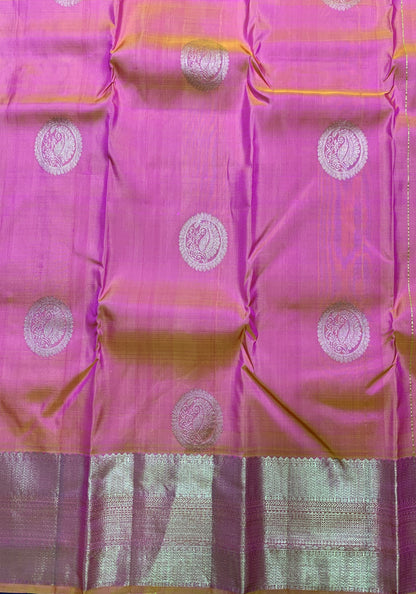 Pure Kanchipuram Silk Saree Baby Pink Colour Shade with Self Border