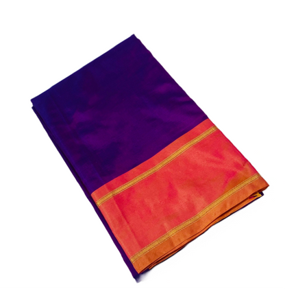 Arani Silk Saree Lavender Colour with Peach and Golden Border