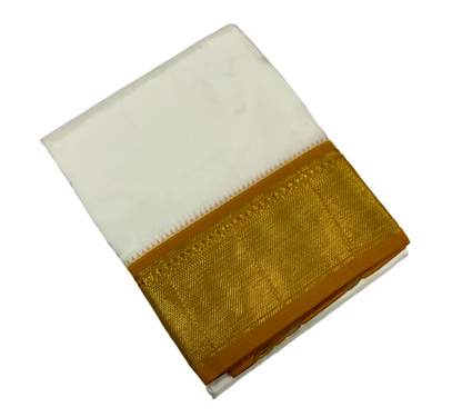 Semi Silk 9x5 Dhoti Cream colour Medium Border