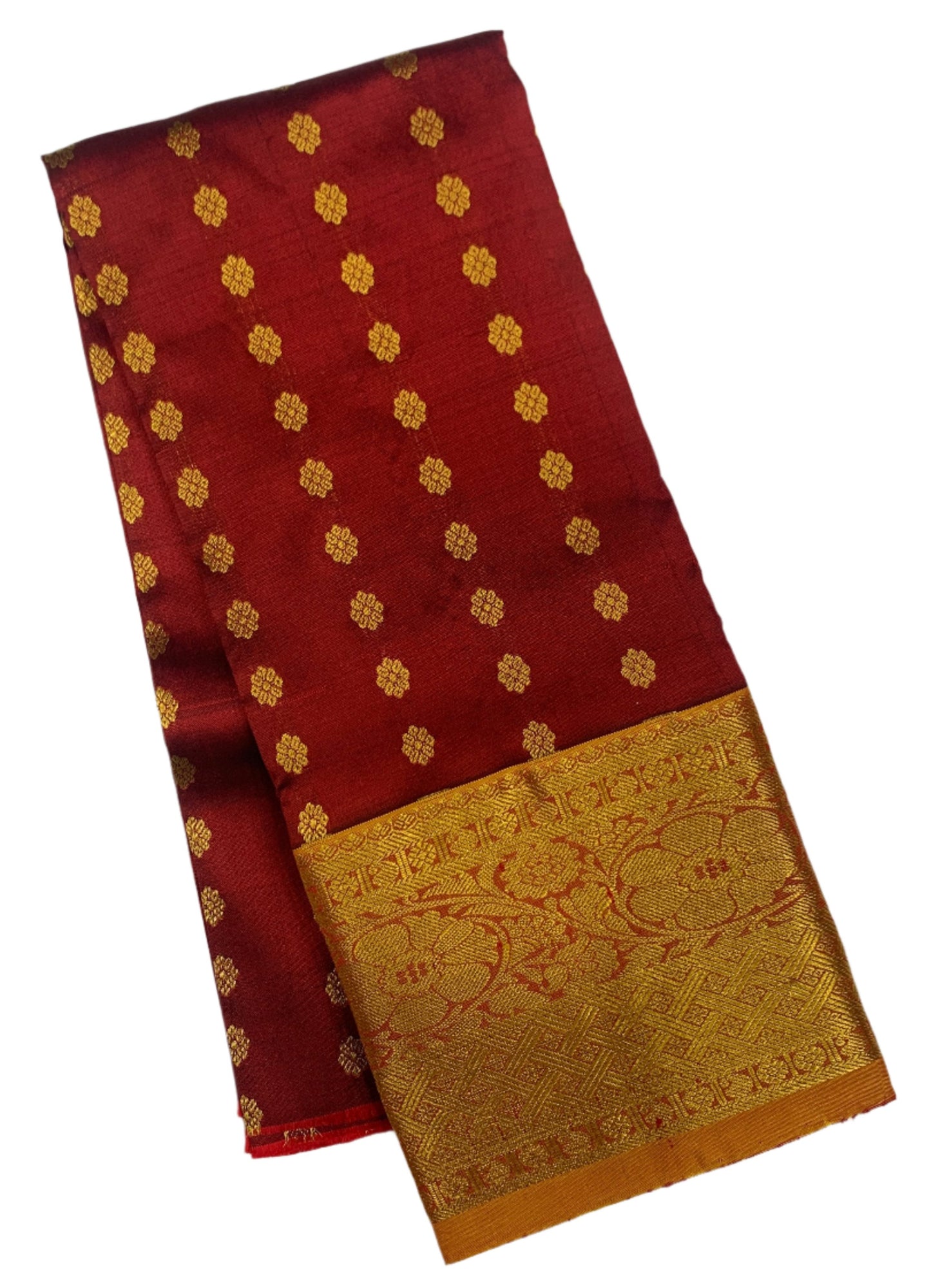 Maroon shade Pure kanchipuram Kids Pattu Pavadai with contrast border for newborn to 2 Years