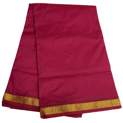 9 yards Vegan Silk Saree Soft Maroon Colour with Golden Border