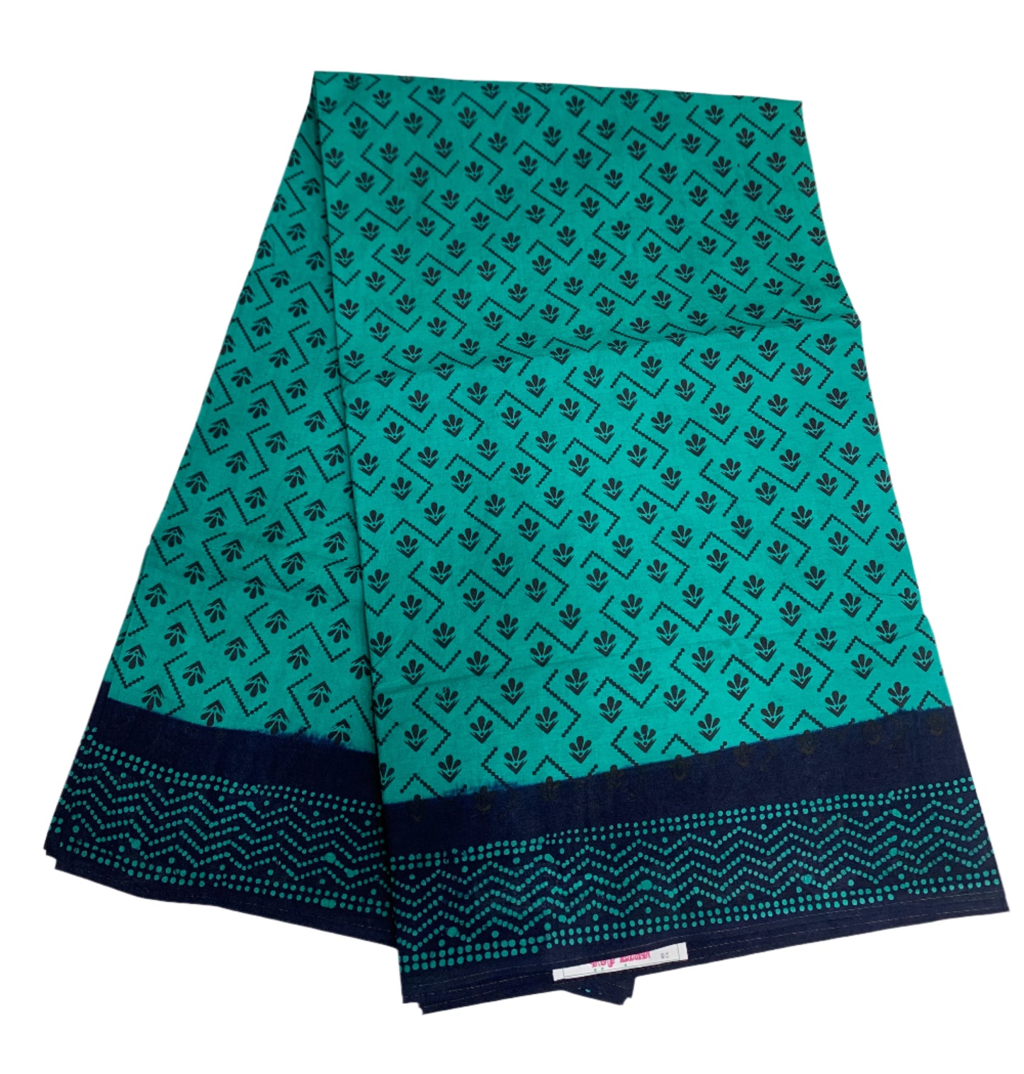 Chettinad Sungudi Cotton Emerald green Colour with Navy Blue Border